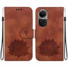 For OPPO Reno10 / Reno10 Pro 5G Global Lotus Embossed Leather Phone Case(Brown) - 1