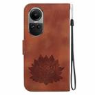 For OPPO Reno10 / Reno10 Pro 5G Global Lotus Embossed Leather Phone Case(Brown) - 3