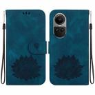 For OPPO Reno10 / Reno10 Pro 5G Global Lotus Embossed Leather Phone Case(Dark Blue) - 1