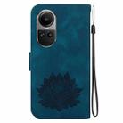 For OPPO Reno10 / Reno10 Pro 5G Global Lotus Embossed Leather Phone Case(Dark Blue) - 3