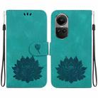 For OPPO Reno10 / Reno10 Pro 5G Global Lotus Embossed Leather Phone Case(Green) - 1