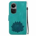 For OPPO Reno10 / Reno10 Pro 5G Global Lotus Embossed Leather Phone Case(Green) - 3