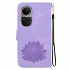 For OPPO Reno10 / Reno10 Pro 5G Global Lotus Embossed Leather Phone Case(Purple) - 3