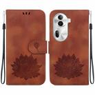 For OPPO Reno11 Pro 5G Global Lotus Embossed Leather Phone Case(Brown) - 1