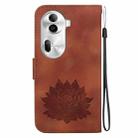 For OPPO Reno11 Pro 5G Global Lotus Embossed Leather Phone Case(Brown) - 3