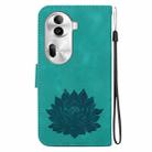 For OPPO Reno11 Pro 5G Global Lotus Embossed Leather Phone Case(Green) - 3