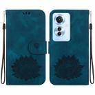 For OPPO Reno11 F / F25 Pro 5G Global Lotus Embossed Leather Phone Case(Dark Blue) - 1