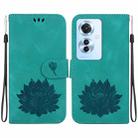 For OPPO Reno11 F / F25 Pro 5G Global Lotus Embossed Leather Phone Case(Green) - 1