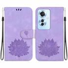 For OPPO Reno11 F / F25 Pro 5G Global Lotus Embossed Leather Phone Case(Purple) - 1