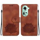 For OPPO Reno11 5G Global Lotus Embossed Leather Phone Case(Brown) - 1