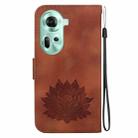 For OPPO Reno11 5G Global Lotus Embossed Leather Phone Case(Brown) - 3