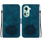 For OPPO Reno11 5G Global Lotus Embossed Leather Phone Case(Dark Blue) - 1