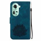 For OPPO Reno11 5G Global Lotus Embossed Leather Phone Case(Dark Blue) - 3