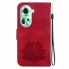 For OPPO Reno11 5G Global Lotus Embossed Leather Phone Case(Red) - 3