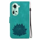 For OPPO Reno11 5G Global Lotus Embossed Leather Phone Case(Green) - 3