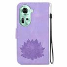 For OPPO Reno11 5G Global Lotus Embossed Leather Phone Case(Purple) - 3