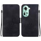 For OPPO Reno11 5G Global Lotus Embossed Leather Phone Case(Black) - 1