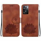 For OPPO A57 5G / A57 4G / A57s / A57e Lotus Embossed Leather Phone Case(Brown) - 1