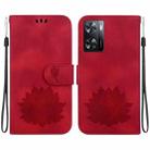 For OPPO A57 5G / A57 4G / A57s / A57e Lotus Embossed Leather Phone Case(Red) - 1
