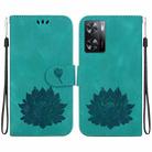 For OPPO A57 5G / A57 4G / A57s / A57e Lotus Embossed Leather Phone Case(Green) - 1