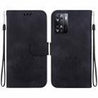 For OPPO A57 5G / A57 4G / A57s / A57e Lotus Embossed Leather Phone Case(Black) - 1