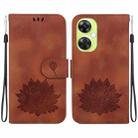 For OPPO K11x Lotus Embossed Leather Phone Case(Brown) - 1