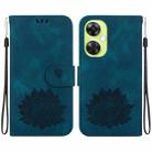 For OPPO K11x Lotus Embossed Leather Phone Case(Dark Blue) - 1