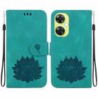 For OPPO K11x Lotus Embossed Leather Phone Case(Green) - 1