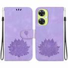 For OPPO K11x Lotus Embossed Leather Phone Case(Purple) - 1