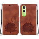 For OPPO K12x Lotus Embossed Leather Phone Case(Brown) - 1
