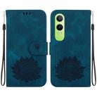 For OPPO K12x Lotus Embossed Leather Phone Case(Dark Blue) - 1