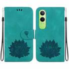 For OPPO K12x Lotus Embossed Leather Phone Case(Green) - 1