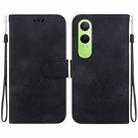 For OPPO K12x Lotus Embossed Leather Phone Case(Black) - 1