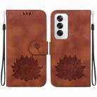 For OPPO Reno12 5G Global Lotus Embossed Leather Phone Case(Brown) - 1