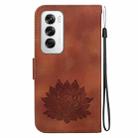 For OPPO Reno12 5G Global Lotus Embossed Leather Phone Case(Brown) - 3