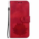 For OPPO Reno12 5G Global Lotus Embossed Leather Phone Case(Red) - 2