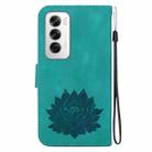 For OPPO Reno12 5G Global Lotus Embossed Leather Phone Case(Green) - 3