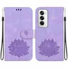 For OPPO Reno12 5G Global Lotus Embossed Leather Phone Case(Purple) - 1