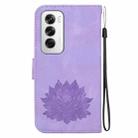 For OPPO Reno12 5G Global Lotus Embossed Leather Phone Case(Purple) - 3