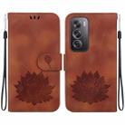 For OPPO Reno12 Pro 5G Global Lotus Embossed Leather Phone Case(Brown) - 1