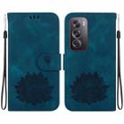 For OPPO Reno12 Pro 5G Global Lotus Embossed Leather Phone Case(Dark Blue) - 1