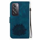 For OPPO Reno12 Pro 5G Global Lotus Embossed Leather Phone Case(Dark Blue) - 3