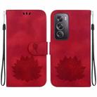 For OPPO Reno12 Pro 5G Global Lotus Embossed Leather Phone Case(Red) - 1