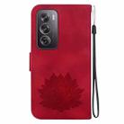 For OPPO Reno12 Pro 5G Global Lotus Embossed Leather Phone Case(Red) - 3
