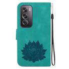 For OPPO Reno12 Pro 5G Global Lotus Embossed Leather Phone Case(Green) - 3