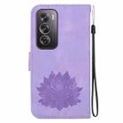 For OPPO Reno12 Pro 5G Global Lotus Embossed Leather Phone Case(Purple) - 3
