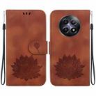 For Realme 12 5G Lotus Embossed Leather Phone Case(Brown) - 1