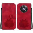 For Realme 12 5G Lotus Embossed Leather Phone Case(Red) - 1