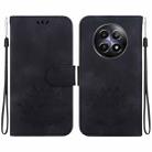 For Realme 12 5G Lotus Embossed Leather Phone Case(Black) - 1