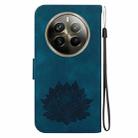 For Realme 12 Pro+ Global Lotus Embossed Leather Phone Case(Dark Blue) - 3